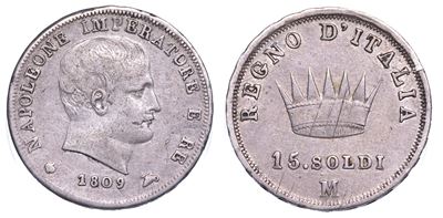 Milano. Napoleone, 1805-1814. 15 Soldi 1809.