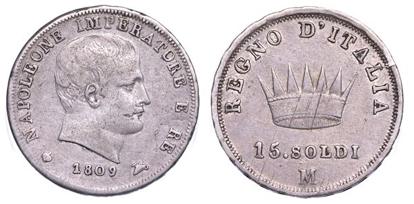 MILANO. NAPOLEONE, 1805-1814. 15 Soldi 1809.