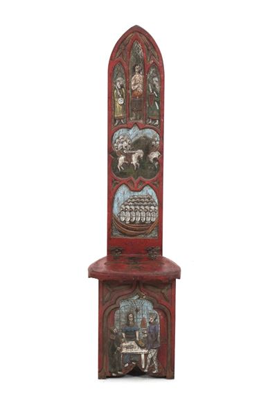 Sedia in Legno Intagliato e Laccato