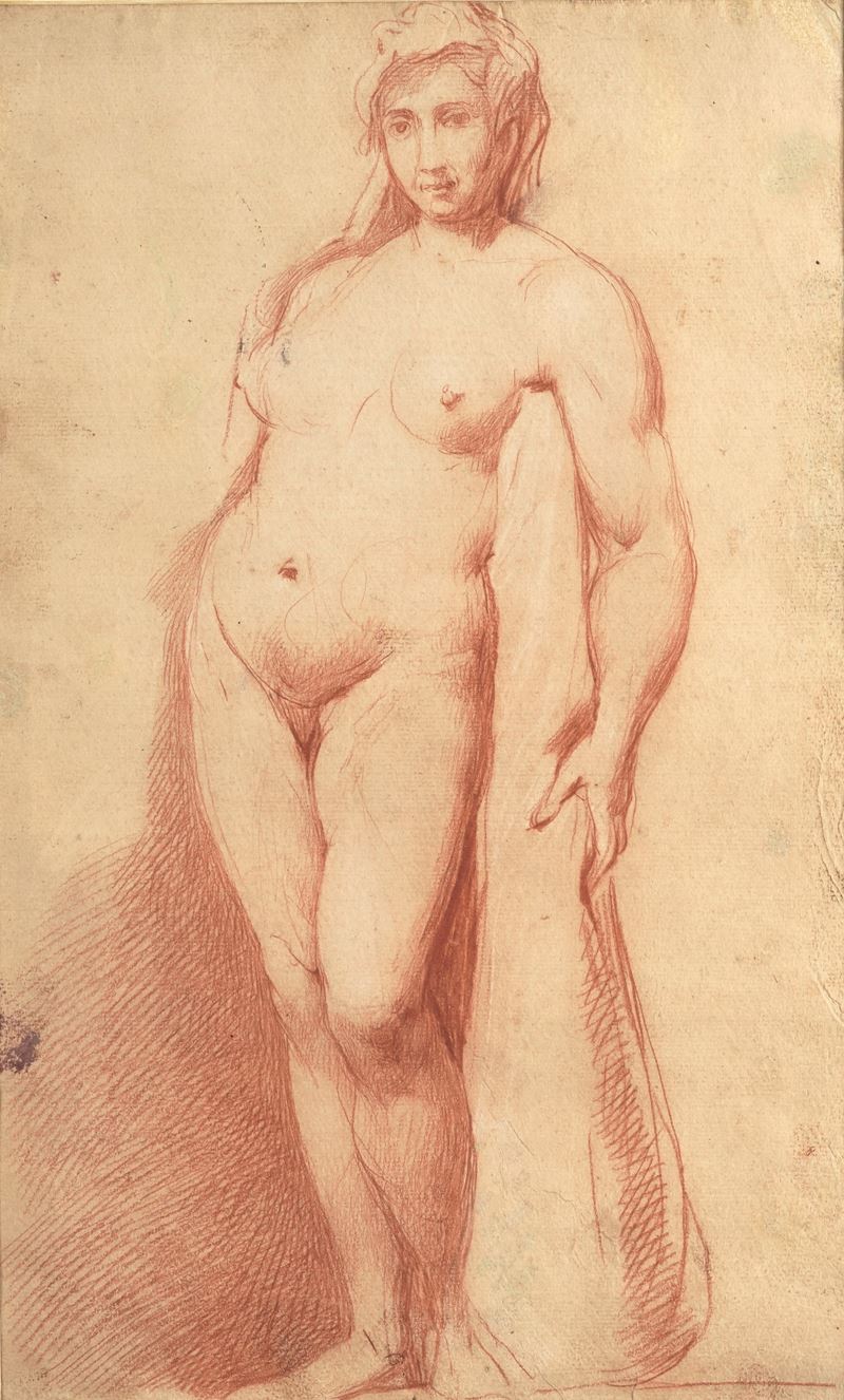 Carlo Donelli detto Vimercati : Onfale  - matita rossa su carta - Asta Dipinti Antichi - Cambi Casa d'Aste