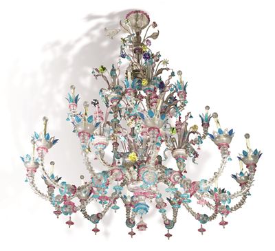 Importante Lampadario in Vetro di Murano. XX Secolo