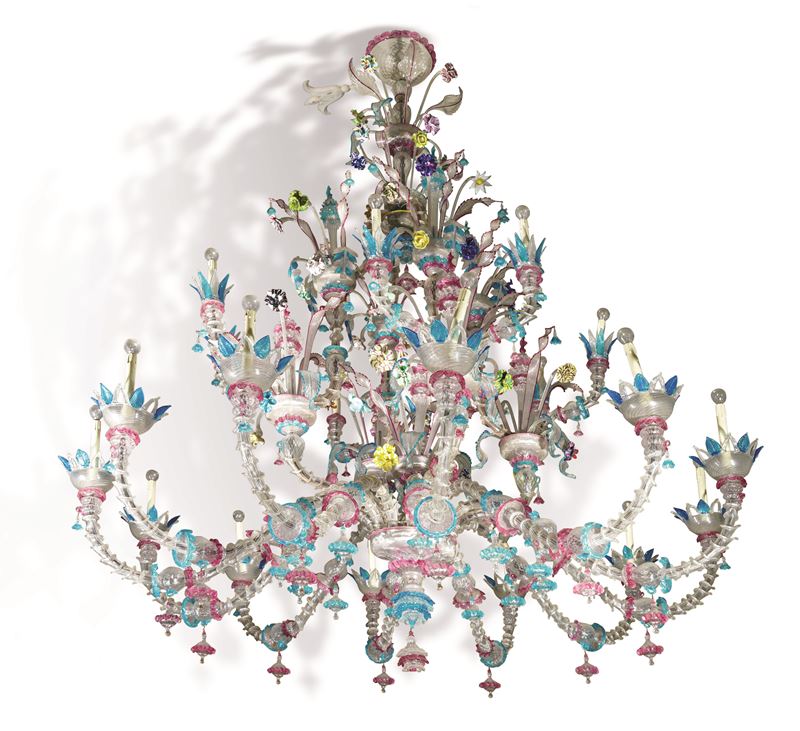 Importante lampadario in vetro di Murano. XX secolo  - Asta Sei Secoli di Arti e Arredi - III - Cambi Casa d'Aste