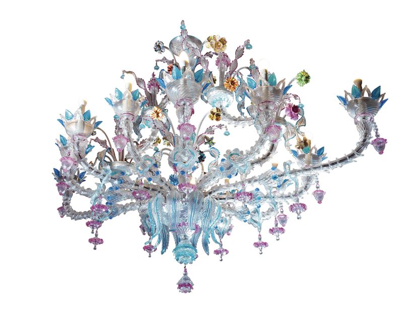 Importante lampadario in vetro di Murano. XX secolo ??  - Auction Six Centuries of Arts and Furnitures - III - Cambi Casa d'Aste