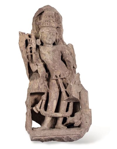 Figura di Divinità Scolpita in Pietra, Gandhara, II Secolo