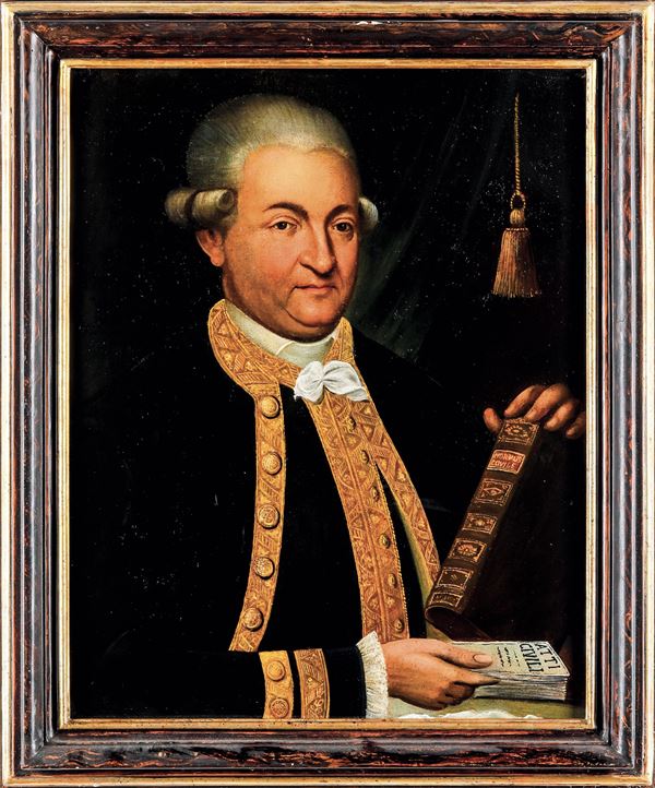 Scuola del XVIII secolo Ritratto di gentiluomo nello studio