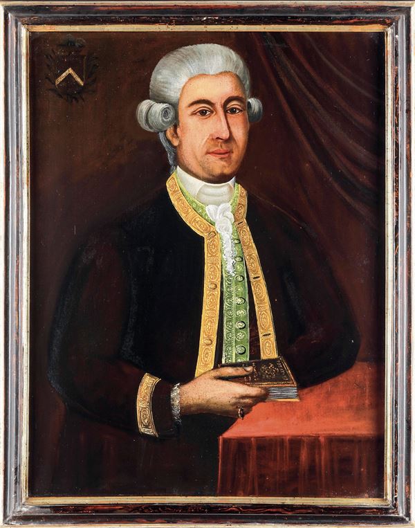 Scuola del XVIII secolo Ritratto di gentiluomo con libro