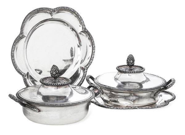 Coppia di ecuelles. Francia XX secolo, argentiere Georges Falkenberg