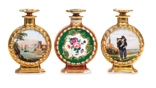 Tre bottiglie porta profumo Parigi, metà del XIX secolo