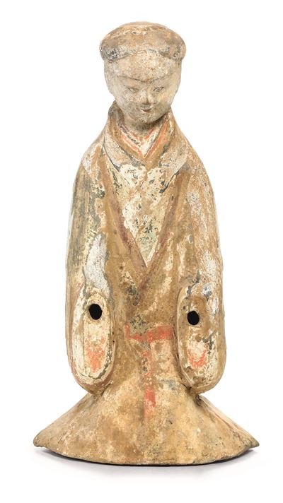 Figura di Saggio in Terracotta con Tracce di Policromia, Dinastia Tang (618-906)