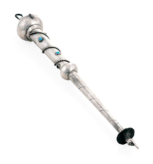 Puntatore yad. Arte ebraica, probabile XX secolo.  Marchi ad imitazione dell'argenteria russa del XIX secolo