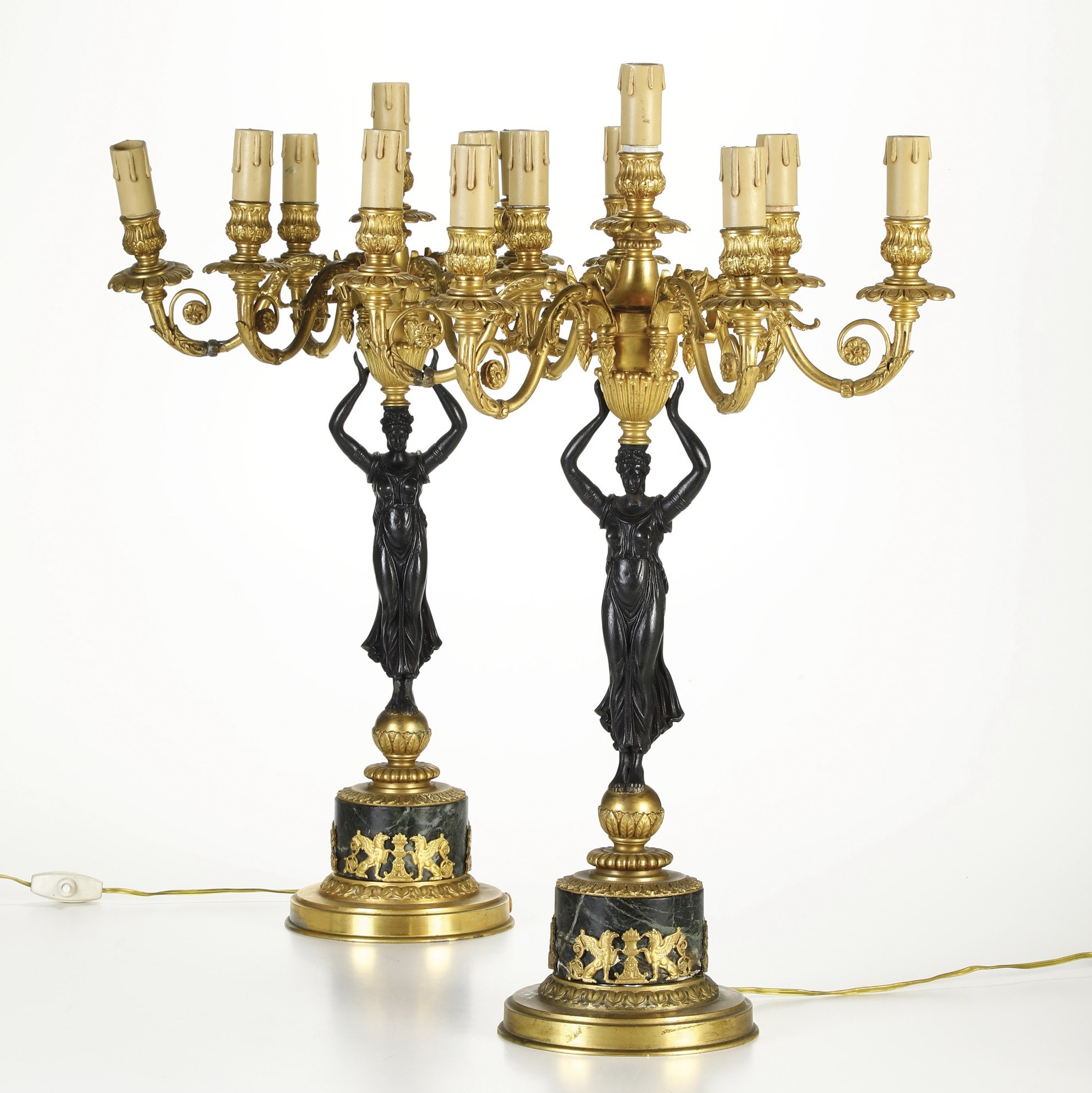 Coppia di Candelabri in Bronzo. XIX Secolo