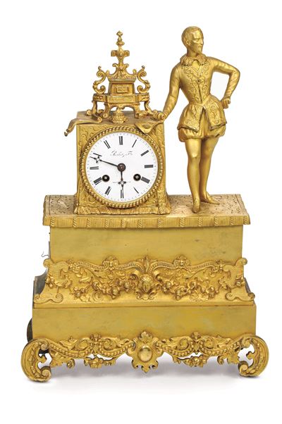 Pendola da Appoggio in Bronzo Dorato. Francia, XIX Secolo