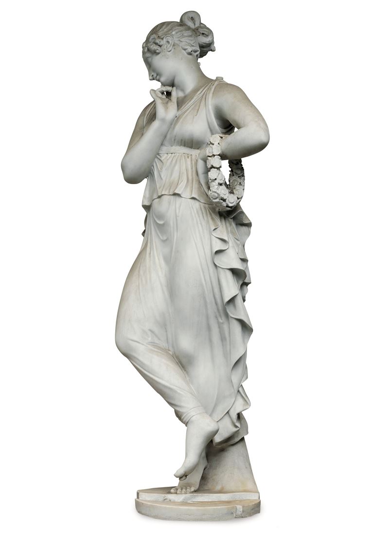 Danzatrice con dito al mento. Da un originale di Antonio Canova. Scultore del XIX-XX secolo  - Auction Six Centuries of Arts and Furnitures - III - Cambi Casa d'Aste