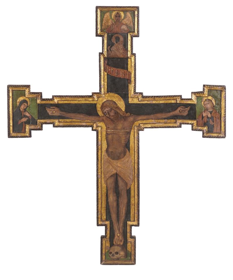 Probabile scuola del XV secolo Crocifissione  - tempera e oro su tavola - Asta Sei Secoli di Arti e Arredi - III - Cambi Casa d'Aste
