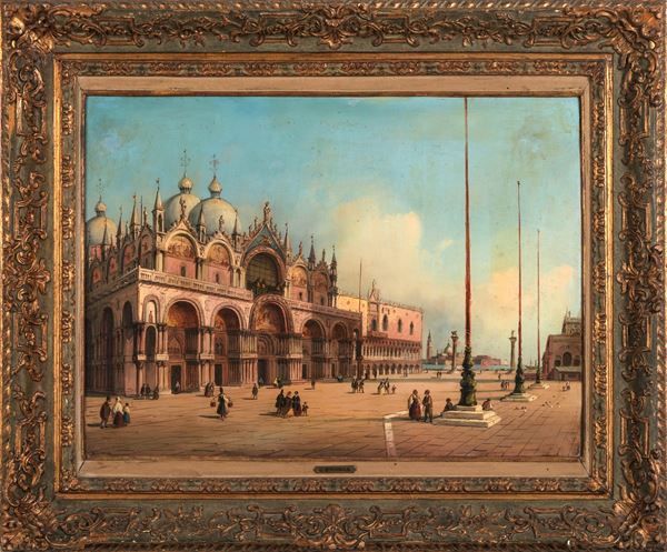 Scuola veneta del XIX secolo Veduta di San Marco