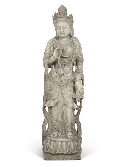 Figura di Guanyin in Marmo, Cina, XX Secolo