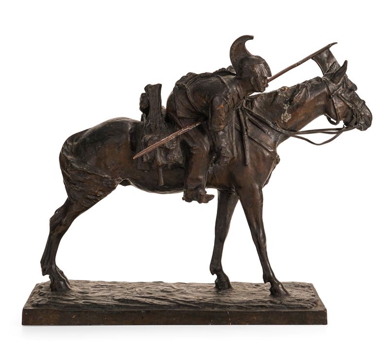 La vedetta. Fonditore del XIX-XX secolo, da un modello di Francesco Ferruccio Crespi (1861-1891)  - Auction 19th-20th Century Paintings and Sculptures - II - Cambi Casa d'Aste