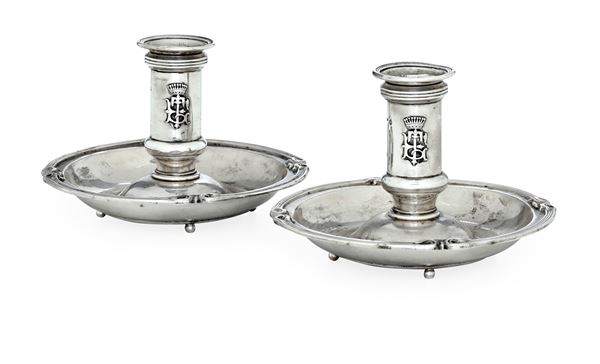 Coppia di bugie. Russia XIX secolo, marchio dell'argentiere Johann Bernhard Hertz