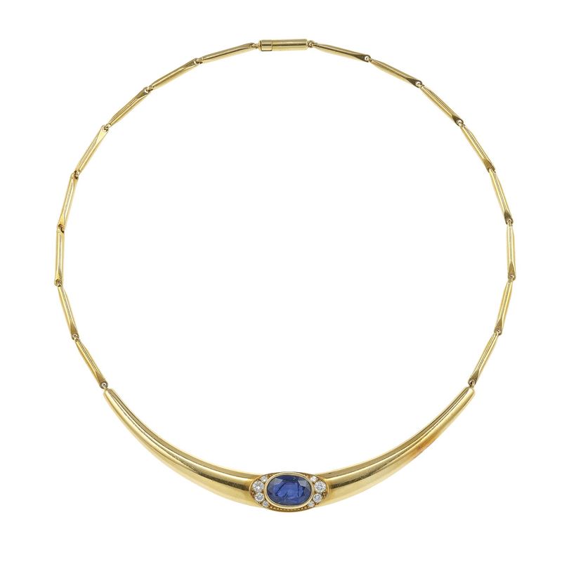 Sapphire, diamond and gold necklace  - Auction Fine Jewellery - Cambi Casa d'Aste