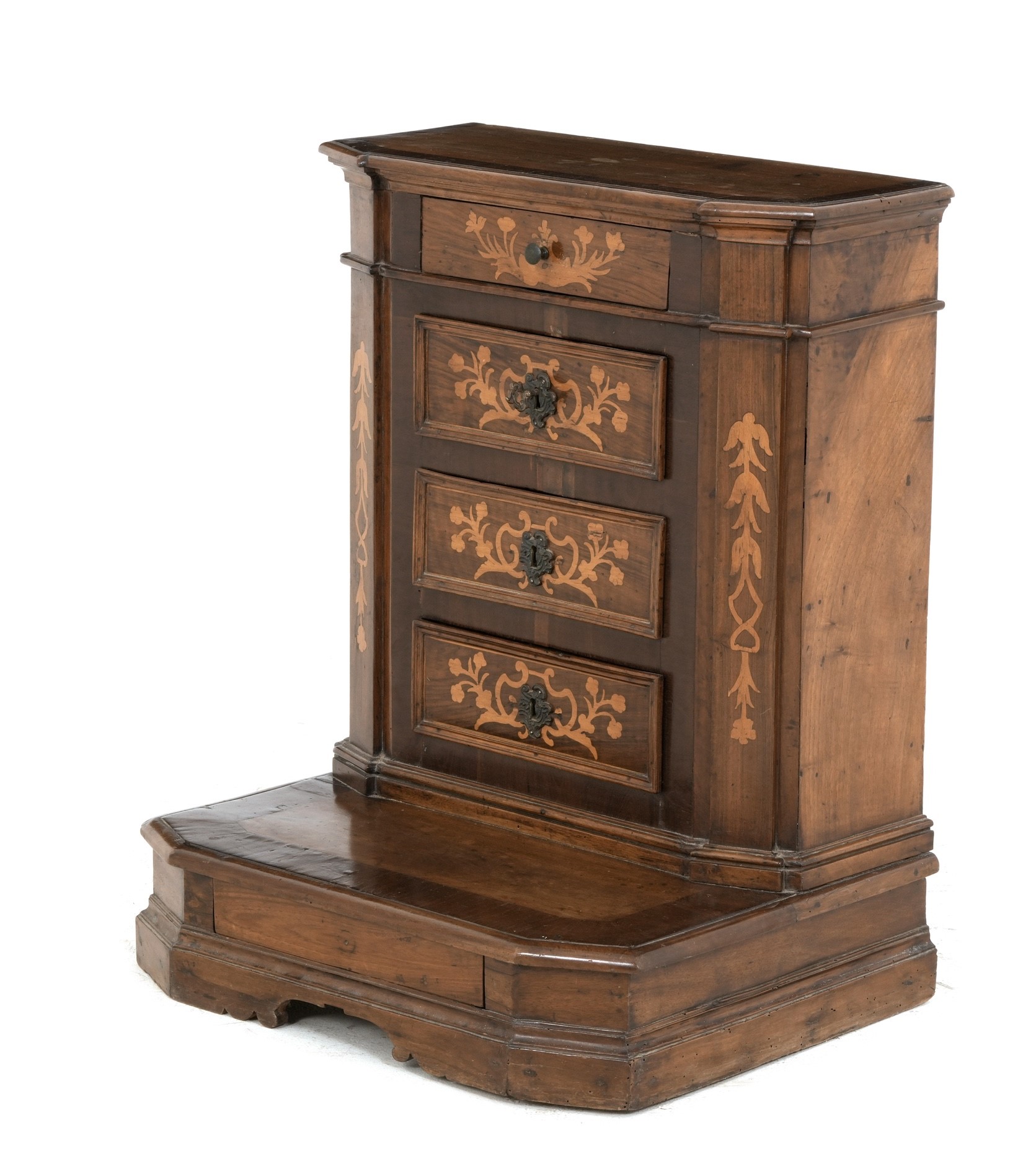 Inginocchiatoio in Legno Intarsiato. XVIII Secolo