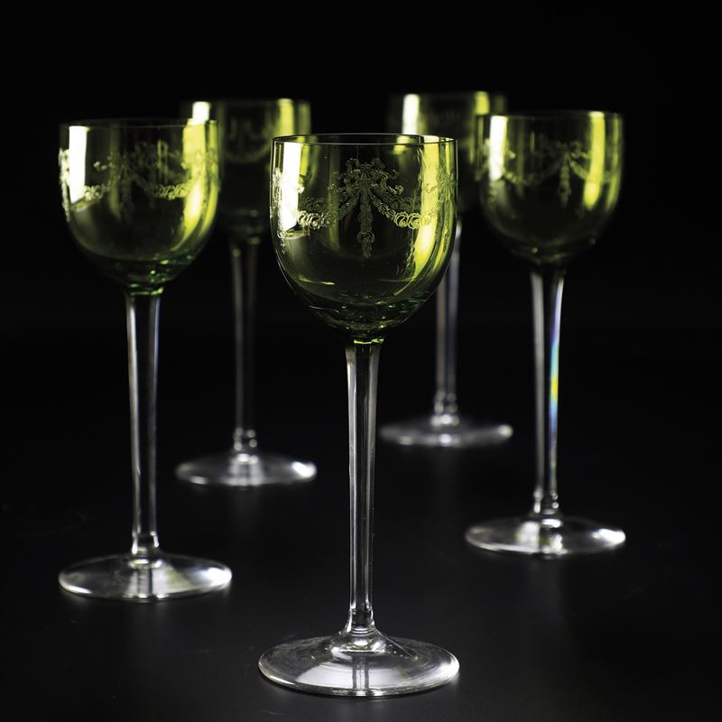 Dieci calici da vino alsaziano, 1920 circa.   - Asta Arredi per la Tavola - Cambi Casa d'Aste