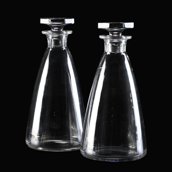 Coppia di bottiglie Belgio, manifattura Val Saint Lambert (?), primi del XX secolo 