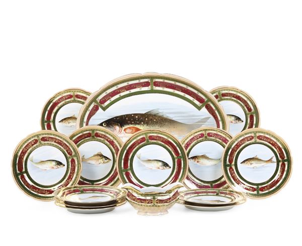 Servizio da pesce. Boemia, probabilmente Fischern, Atelier Bawo e Dotter, 1883-1914. 