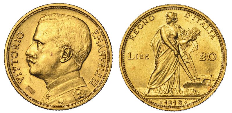 REGNO D’ITALIA. VITTORIO EMANUELE III DI SAVOIA, 1900-1946. 20 Lire 1912. Aratrice.  - Auction Numismatics - Cambi Casa d'Aste