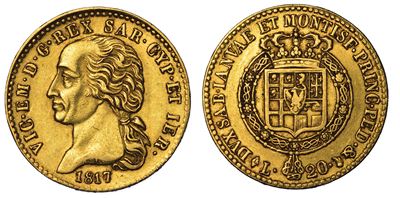 Regno di Sardegna. Vittorio Emanuele i di Savoia, 1802-1821. 20 Lire 1817. Torino.