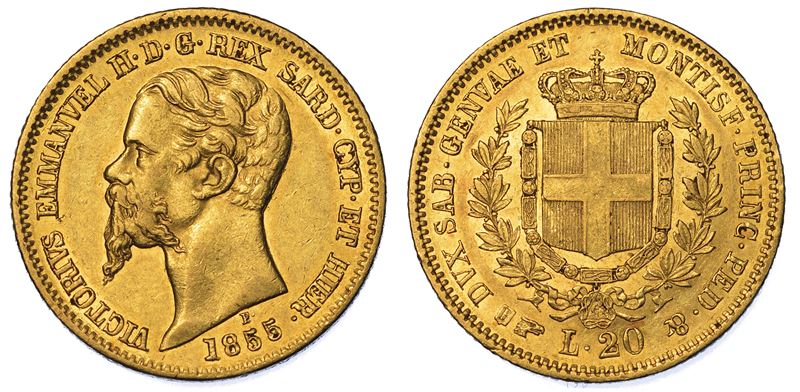 REGNO DI SARDEGNA. VITTORIO EMANUELE II DI SAVOIA, 1849-1861. 20 lire 1855. Torino.  - Asta Numismatica - Cambi Casa d'Aste