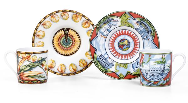 Due tazze da caffè Hermès "Patchwork" Francia, seconda metà del XX secolo 