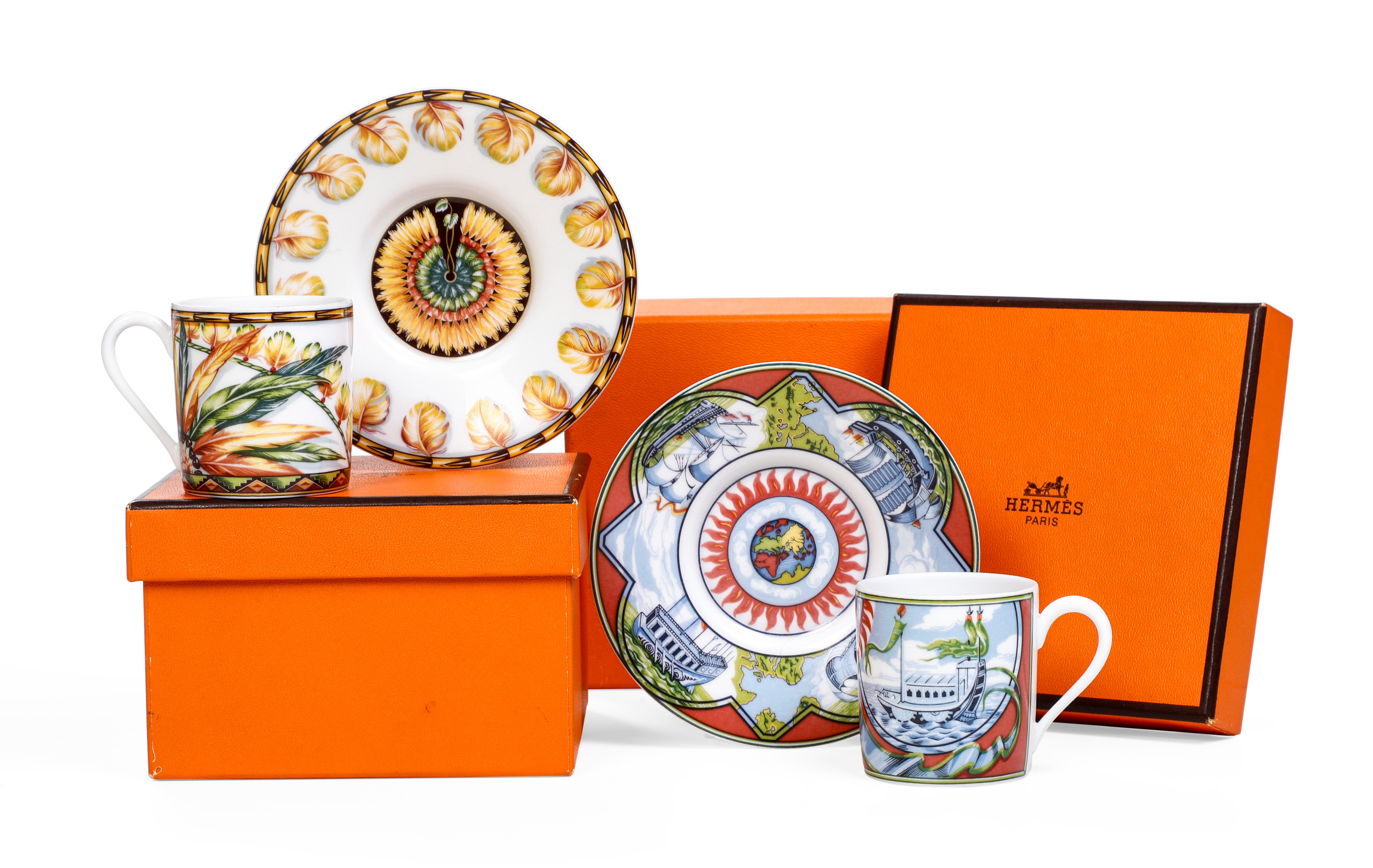 Due Tazze da Caffè Hermès "patchwork"francia, Seconda Metà del XX Secolo
