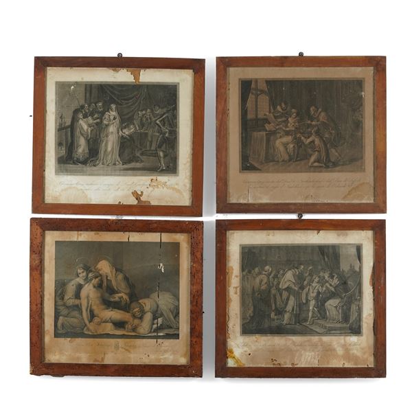 Lotto di quattro stampe. XIX secolo