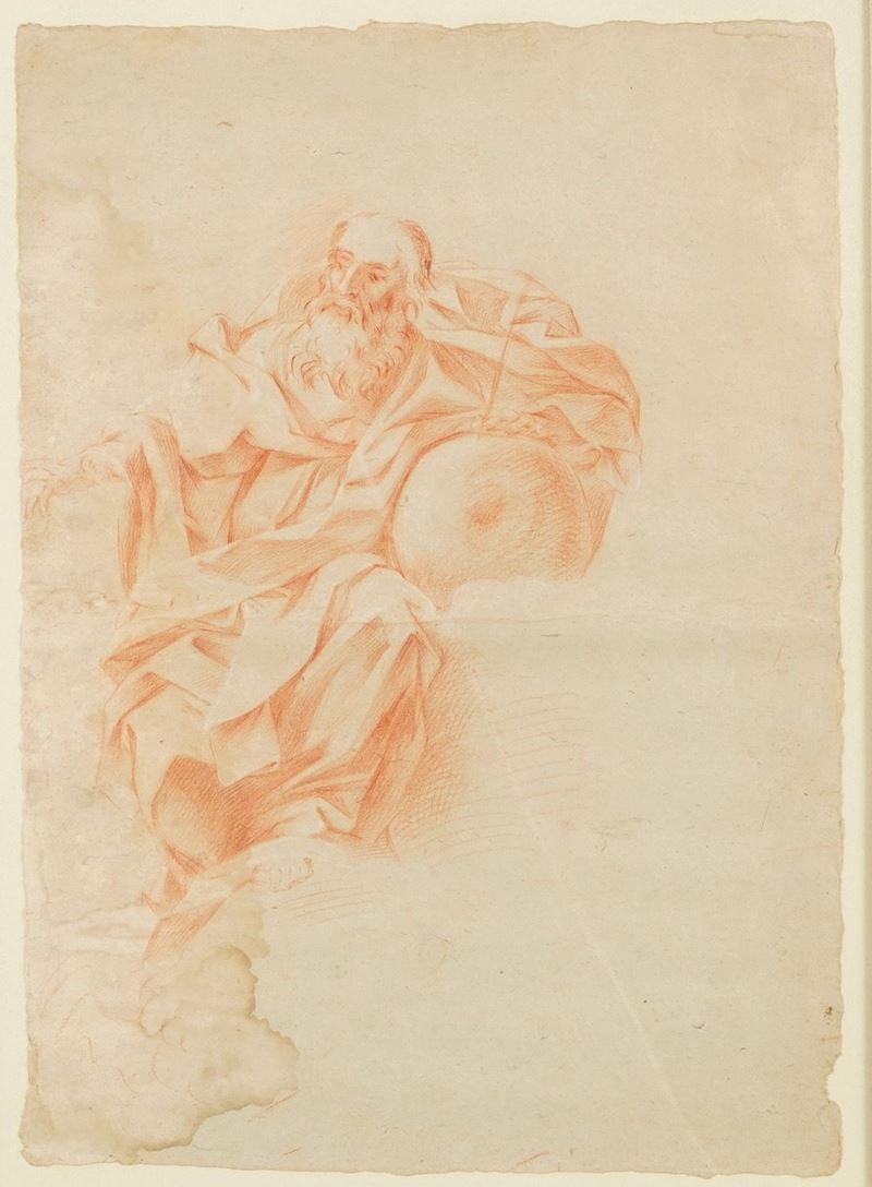 Scuola del XVIII secolo Dio Padre  - matita rossa e bianca su carta - Auction Old Paintings - Cambi Casa d'Aste