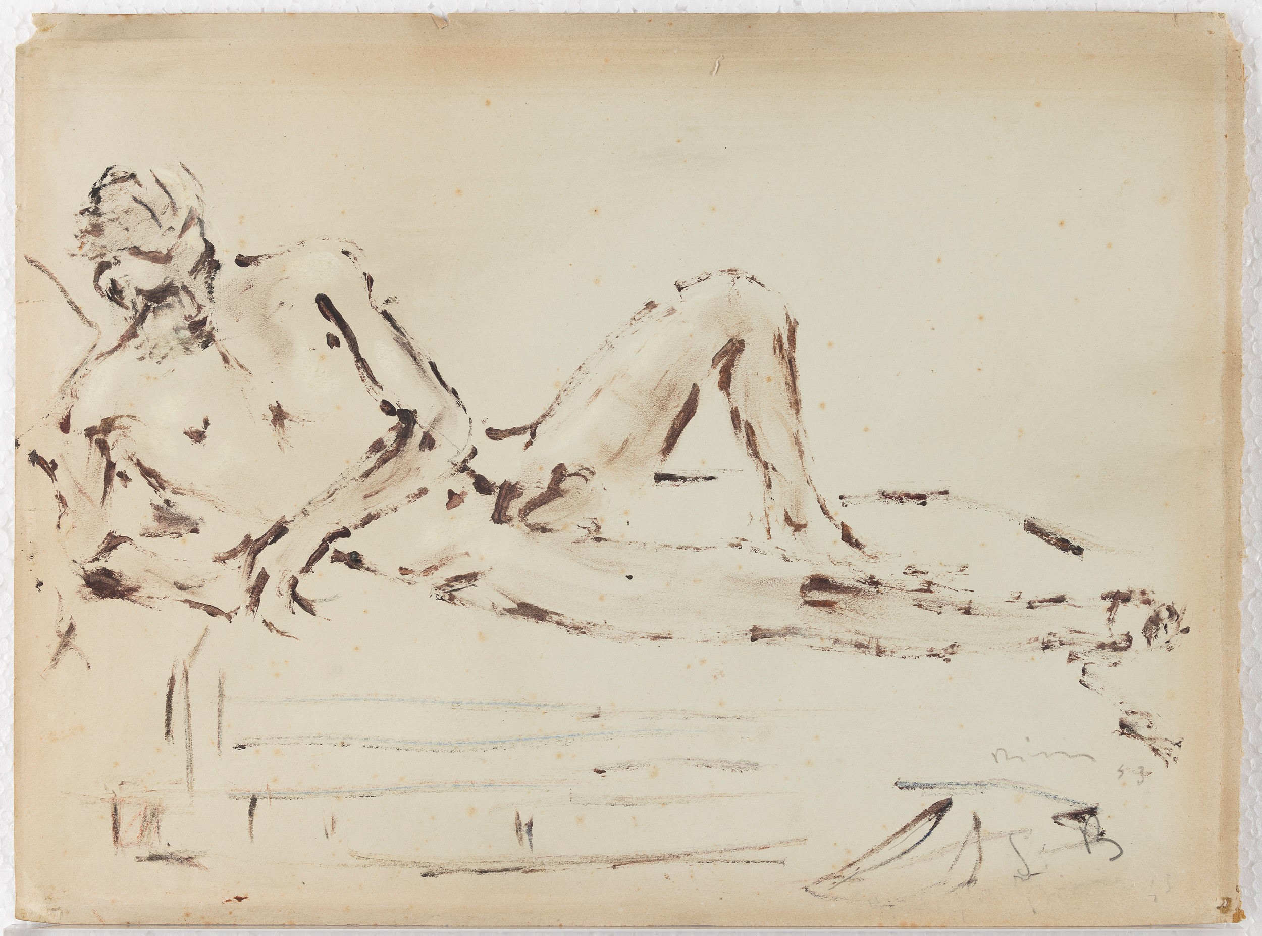 Filippo De Pisis - Nudo disteso, Due amanti - olio magro su carta, 1943-1944