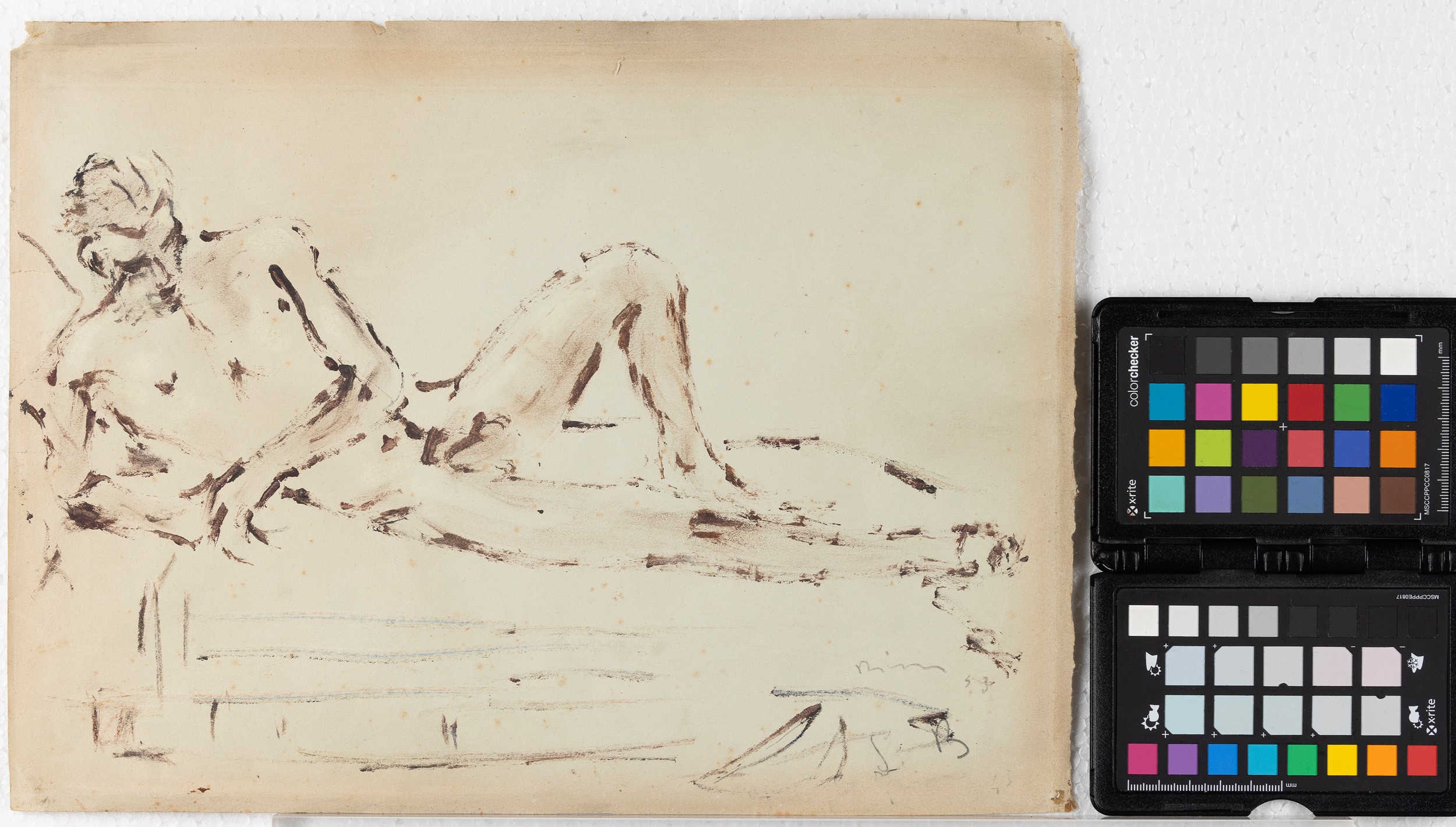 Filippo De Pisis - Nudo disteso, Due amanti - olio magro su carta, 1943-1944