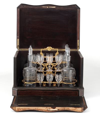 Set da Liquore in Custodia in Legno, XIX Secolo