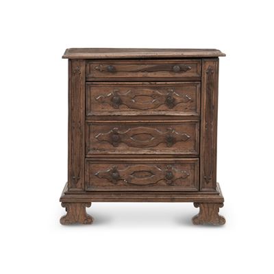 Credenzino in Legno Intagliato a Quattro Cassetti