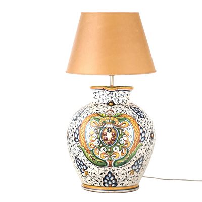 Italia centrale, Vaso con stemma Medici montato a lampada, maiolica del XX secolo