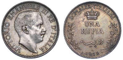 Somalia Italiana. Vittorio Emanuele III di Savoia, 1909-1925. Rupia 1912.
