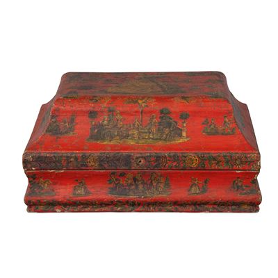 Arte povera veneta, Scatola decorata in legno laccato rosso (XVIII secolo)