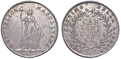 Napoli. Repubblica Napoletana 1799. Piastra da 12 Carlini A. VII (1799).