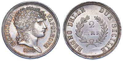 Napoli. Gioacchino Napoleone (murat), 1808-1815. 2 Lire 1813.
