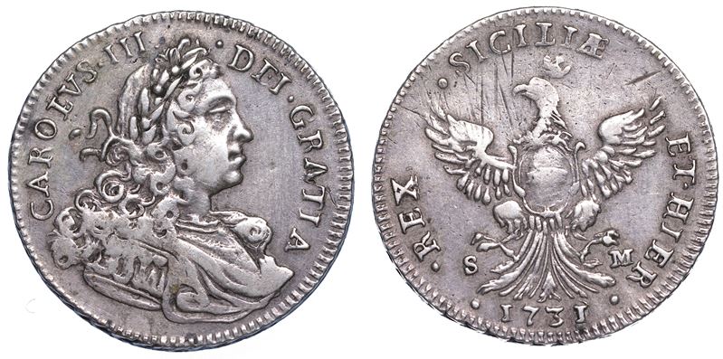 PALERMO. CARLO III, 1720-1734. 4 Tarì 1731.  - Auction Numismatics - Cambi Casa d'Aste