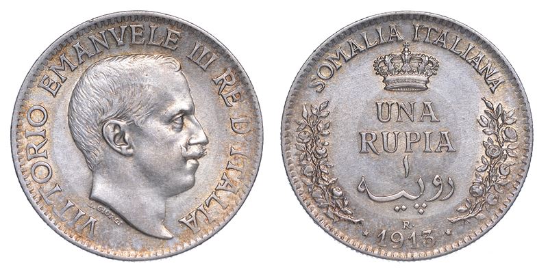 SOMALIA ITALIANA. VITTORIO EMANUELE III DI SAVOIA, 1909-1925.  Rupia 1913.  - Auction Numismatics - Cambi Casa d'Aste