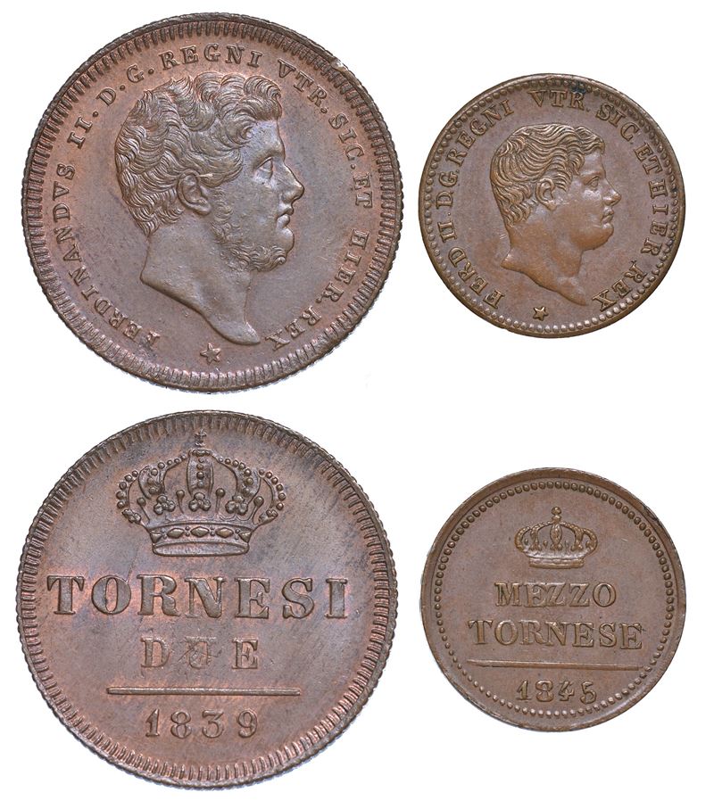 NAPOLI. FERDINANDO II DI BORBONE, 1830-1859. Lotto di due monete.  - Auction Numismatics - Cambi Casa d'Aste
