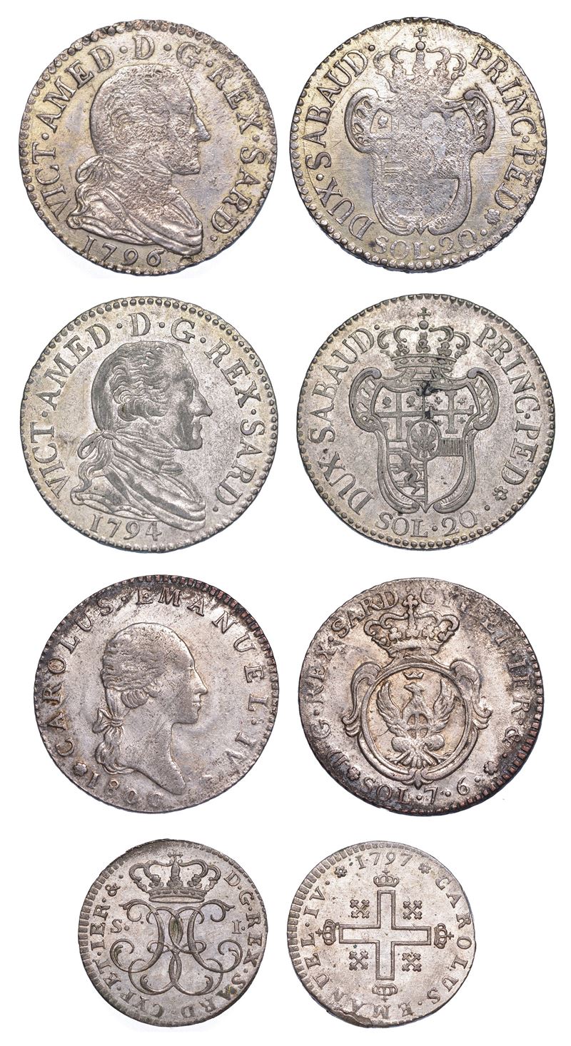 REGNO DI SARDEGNA. Lotto di quattro monete.  - Auction Numismatics - Cambi Casa d'Aste