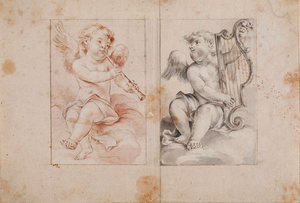 Scuola del XIX secolo Studi per angeli musicanti