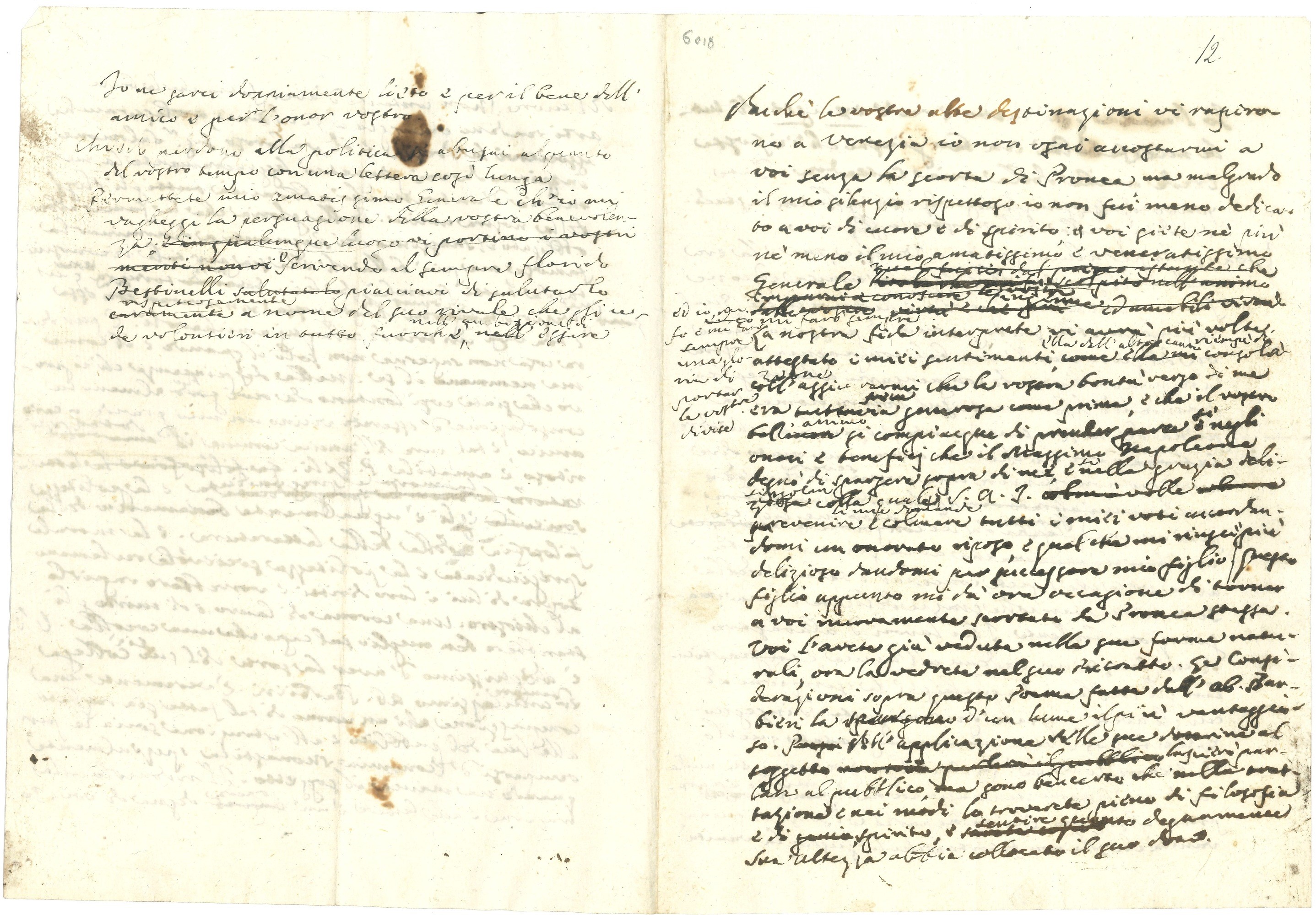 Cesarotti Melchiorre (1730-1808) Lettera Autografa a Saverio Mattei