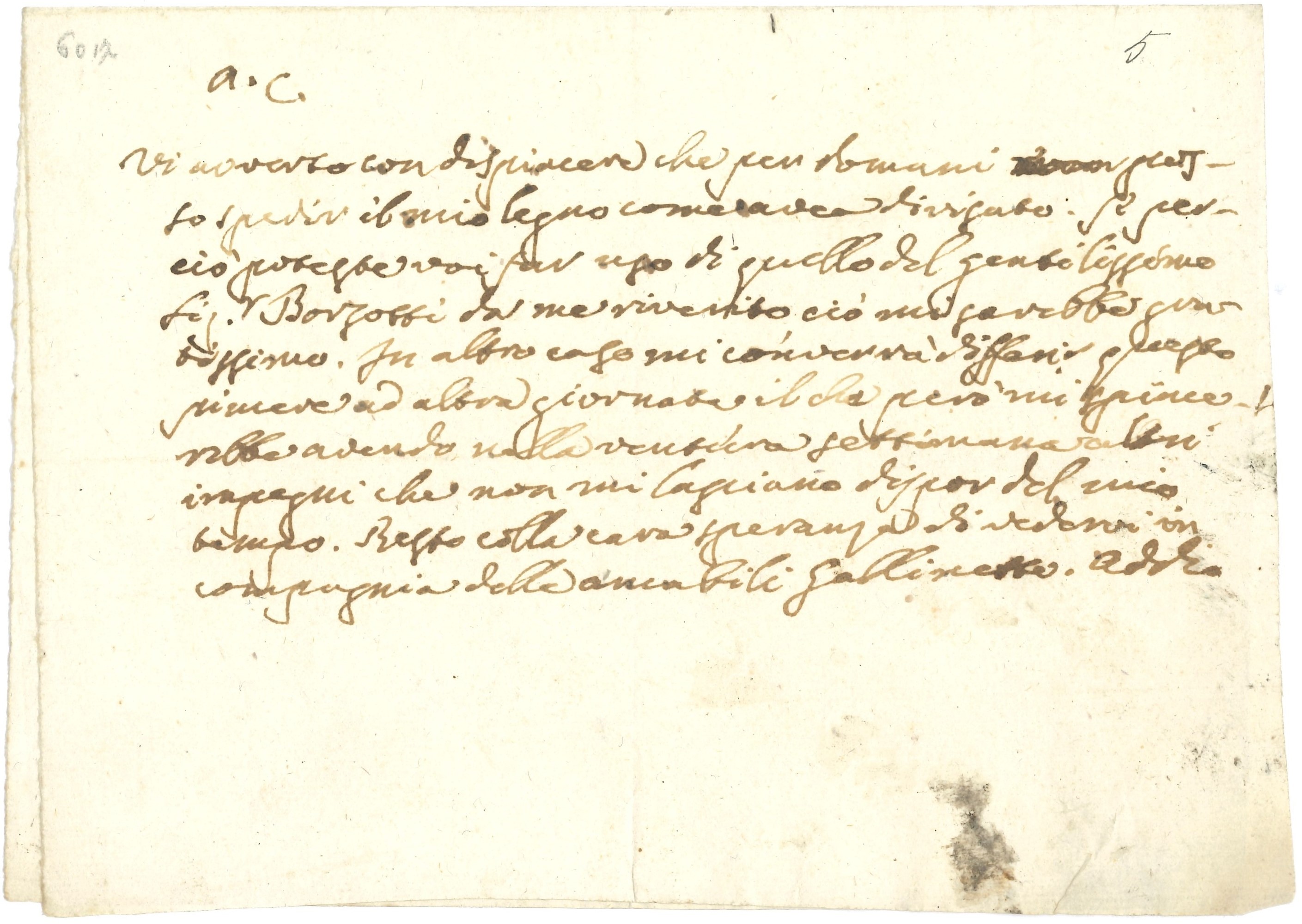 Cesarotti Melchiorre (1730-1808) Lettera Autografa a Saverio Mattei